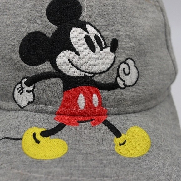 Disney Mickey Mouse Gray Adjustable Baseball Hat Cap OSFM - Picture 2 of 10